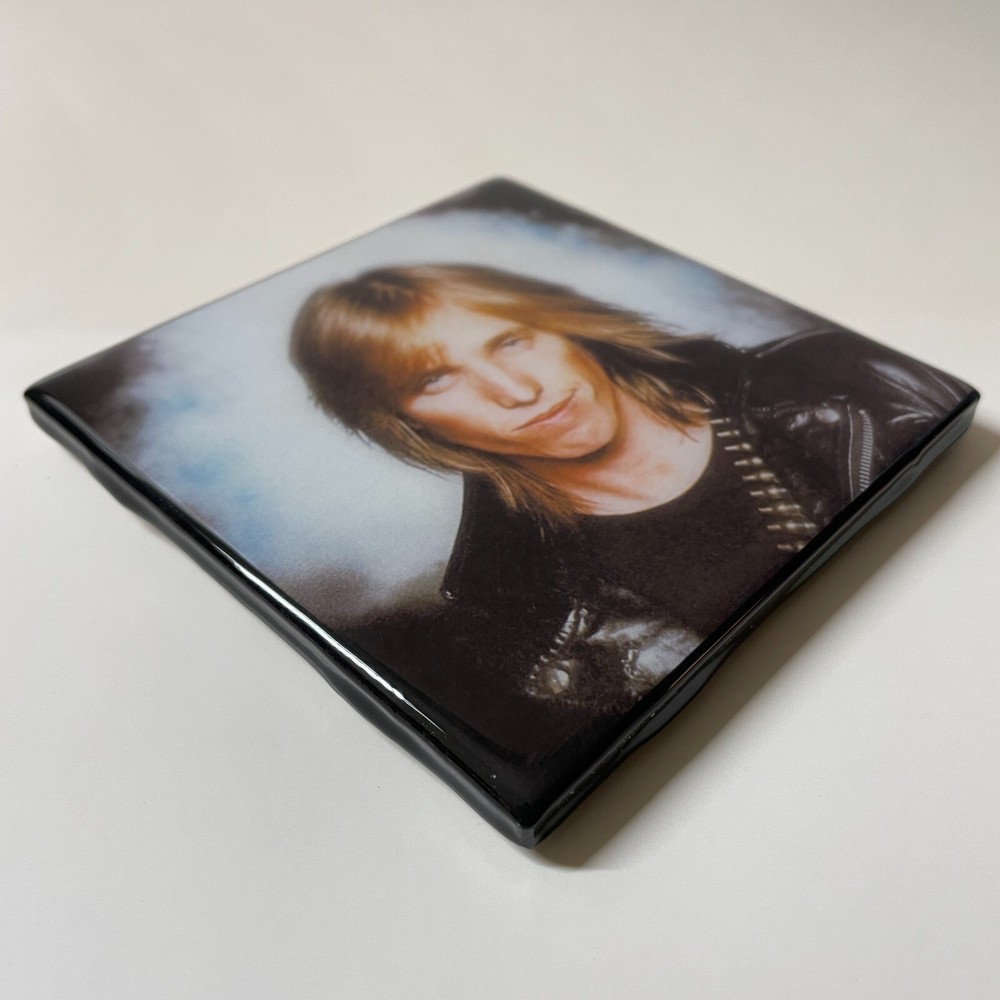 TOM PETTY Ceramic Custom Tile COASTER Barware Corked Back Photo