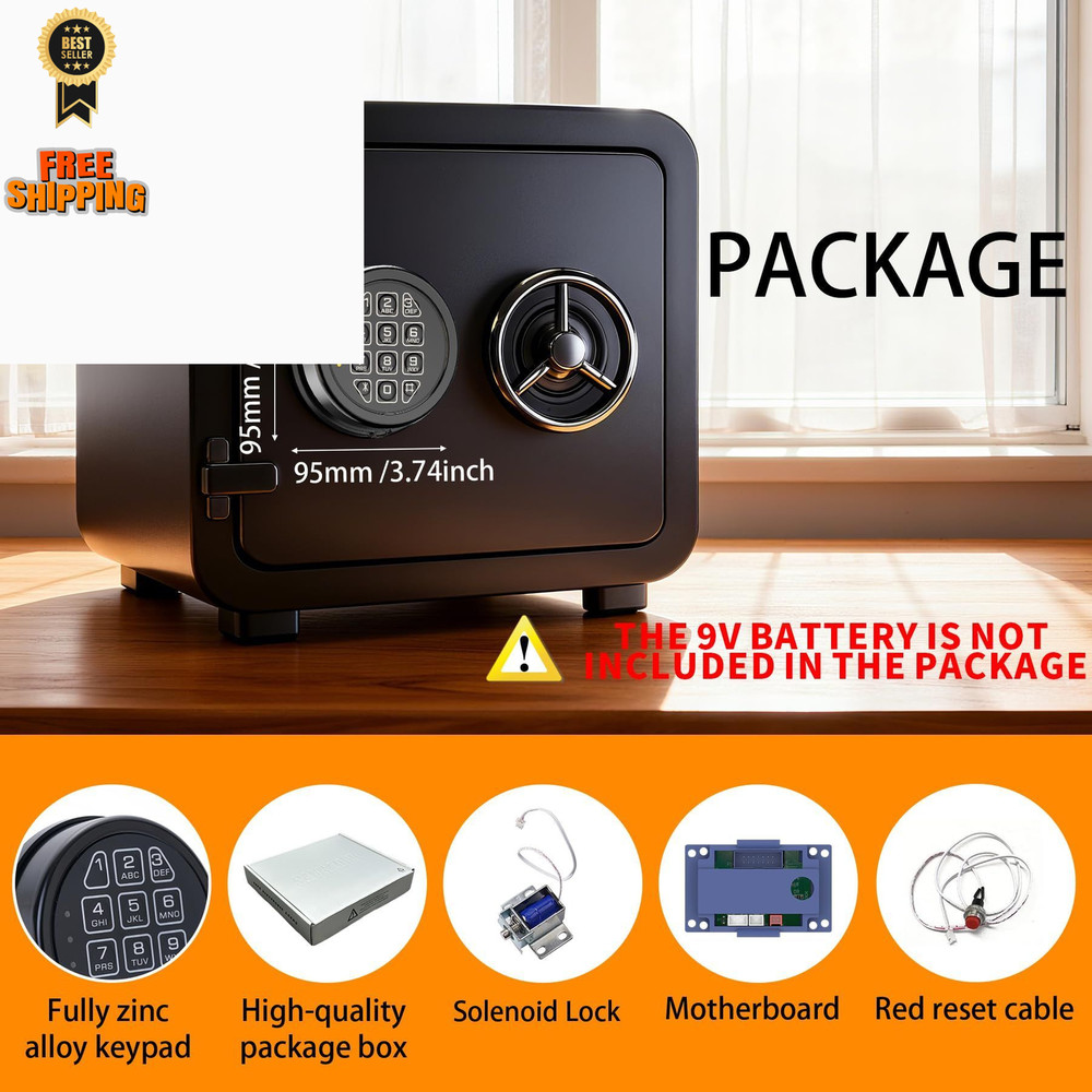 Electronic Safe Lock Replacement Keypad with Solenoid Lock, Gun Black