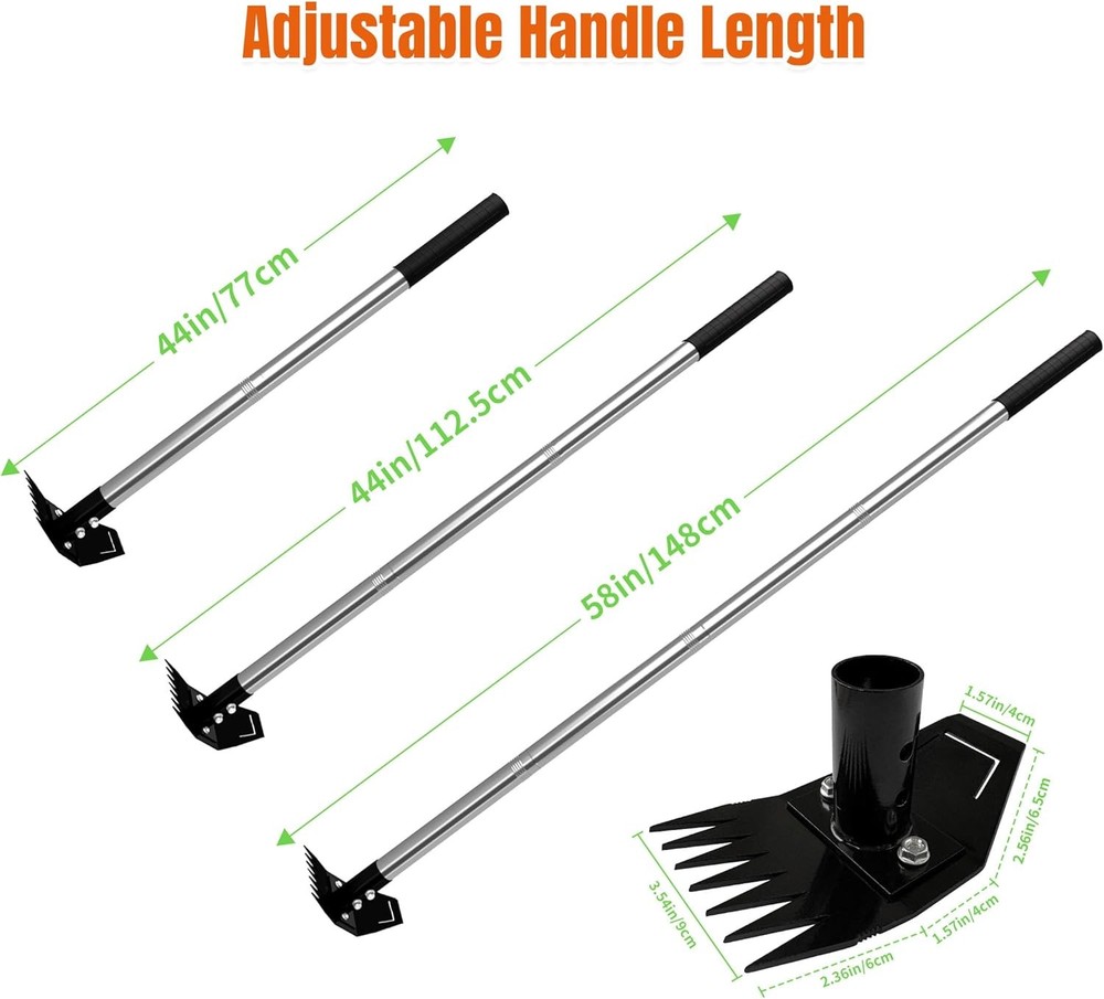 Weed Puller Tool with Long Handle, Manual Weed Remover Tool, 2 in 1 Weed Rake&Gr