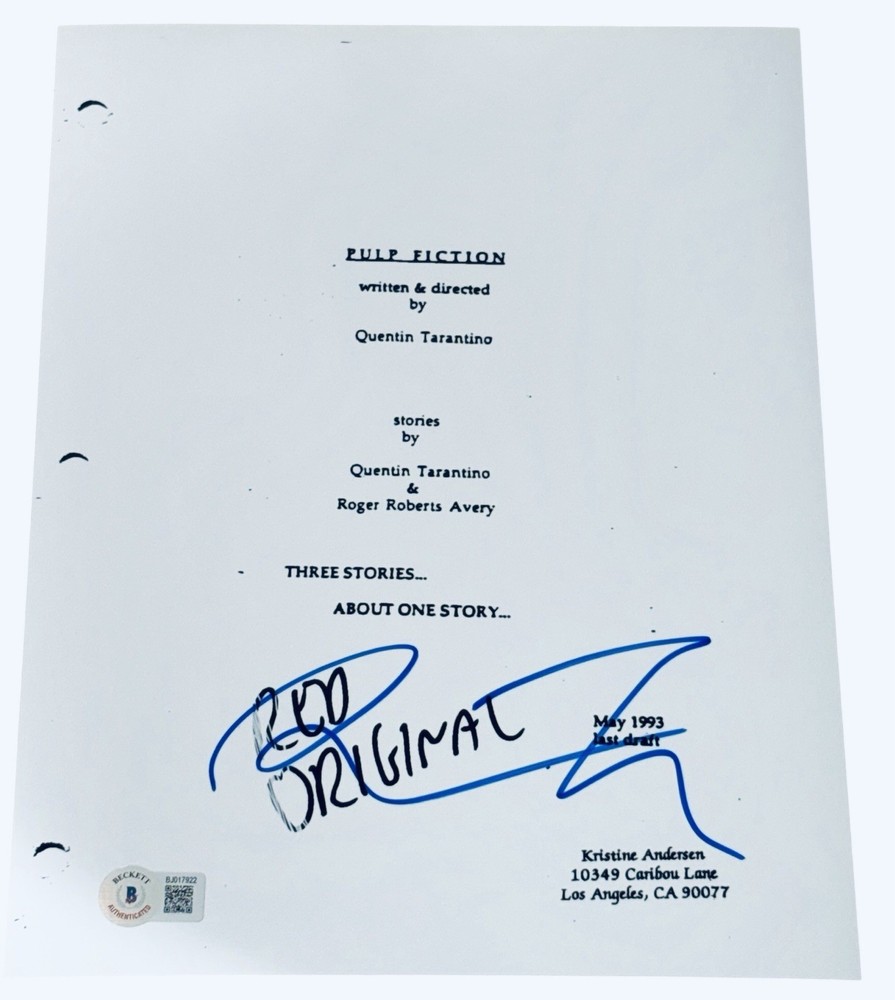 Quentin Tarantino Signed Autograph Pulp Fiction Full Script Screenplay Beckett