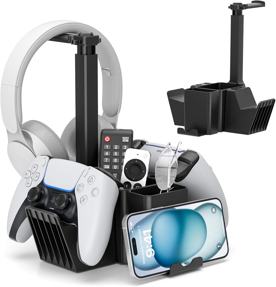 Desktop Gaming Organizer With Headphone Stand Controller Holders Phone Storage
