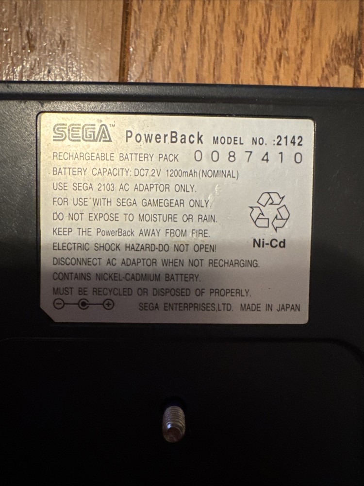 Official Sega Game Gear PowerBack Battery Pack Portable