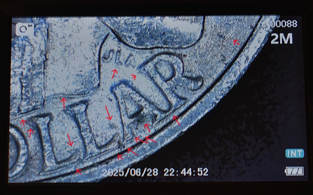 Bicentennial Quarter Error Stike Through with Die Cracks, Chips Closed AM+
