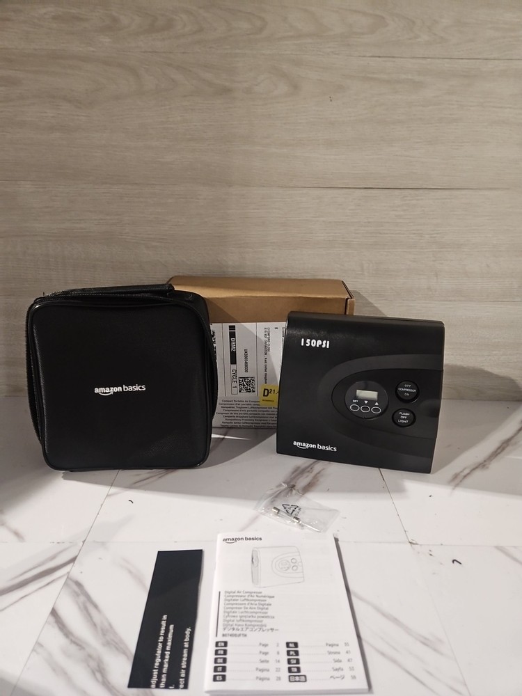 Amazon Basics Portable Air Compressor, 150 PSI, Black