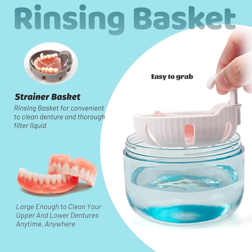 Denture Case, Leak Proof Bath Cup for Travel, Container White