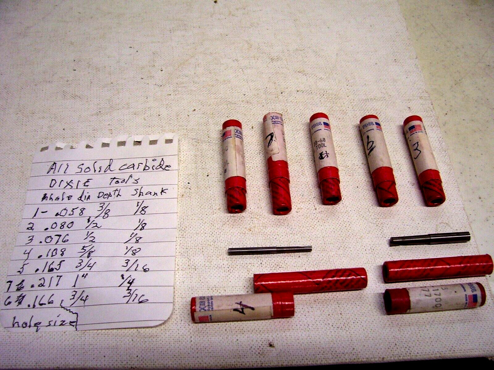 LOT OF 7 DIXIE SOLID CARBIDE BORE TOOLS IN CASES, UNUSED?
