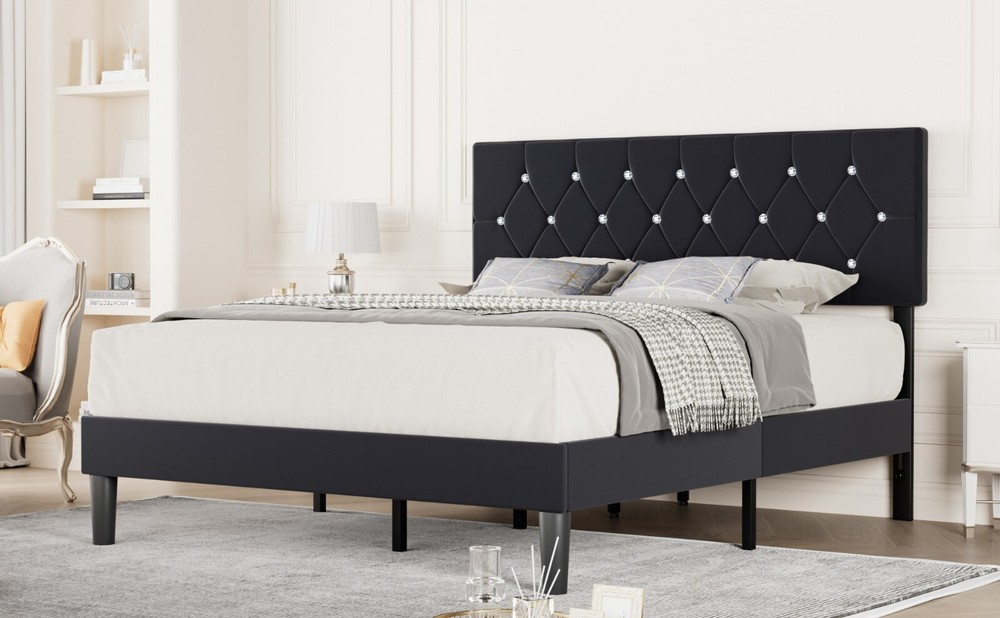 Queen King Size Upholstered Headboard Only Velvet Button Tufted Adjustable Bed