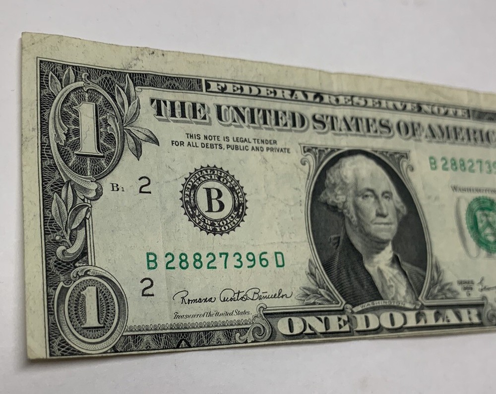 1969 D $1 DOLLAR Bill MISALIGNMENT~ MISCUT ERROR ☆ FED RESERVE NOTE