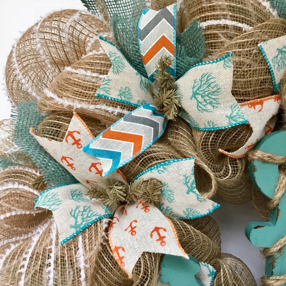 Anchors Away Nautical Wreath Handmade Deco Mesh