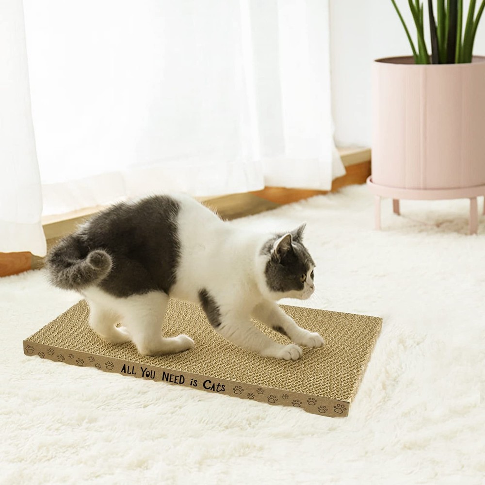 AccEncyc Cardboard Cat Scratcher Pads Scratching Board for Flat, 6 Pack