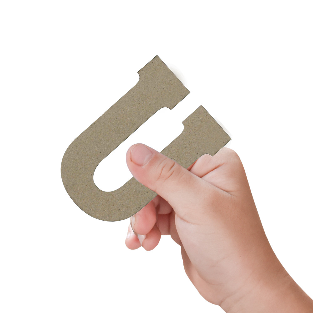 Chipboard Letter 8" U 1pc Natural