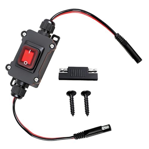 12V Inline Toggle Power Switch, 12AWG on/Off Switch SAE to SAE Cable, IP67