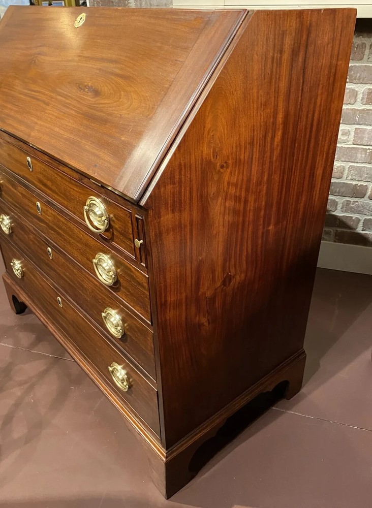 18th c Massachusetts Fall Front Desk in Mahogany