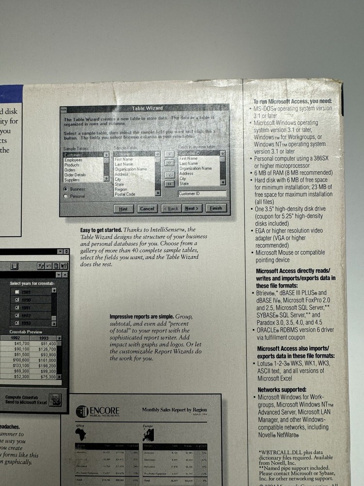 VINTAGE 1994 NOS Microsoft Office Access Version 2.0 Database Management System