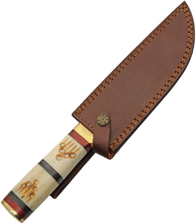 Rain Fall Hunter Fixed Knife 7" Stainless Steel Blade Burned Bone Handle 203498