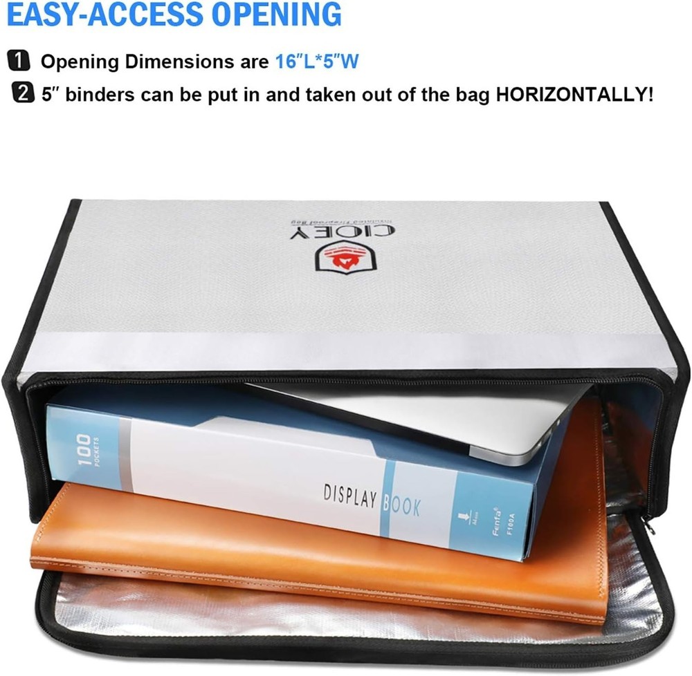 Fireproof Document Bag - XL Silver Waterproof