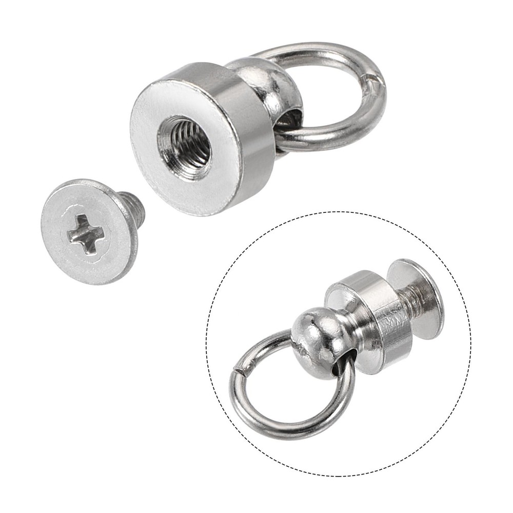 20pcs Pull Ring Rivets Studs Round Head for DIY Brass Silver Tone