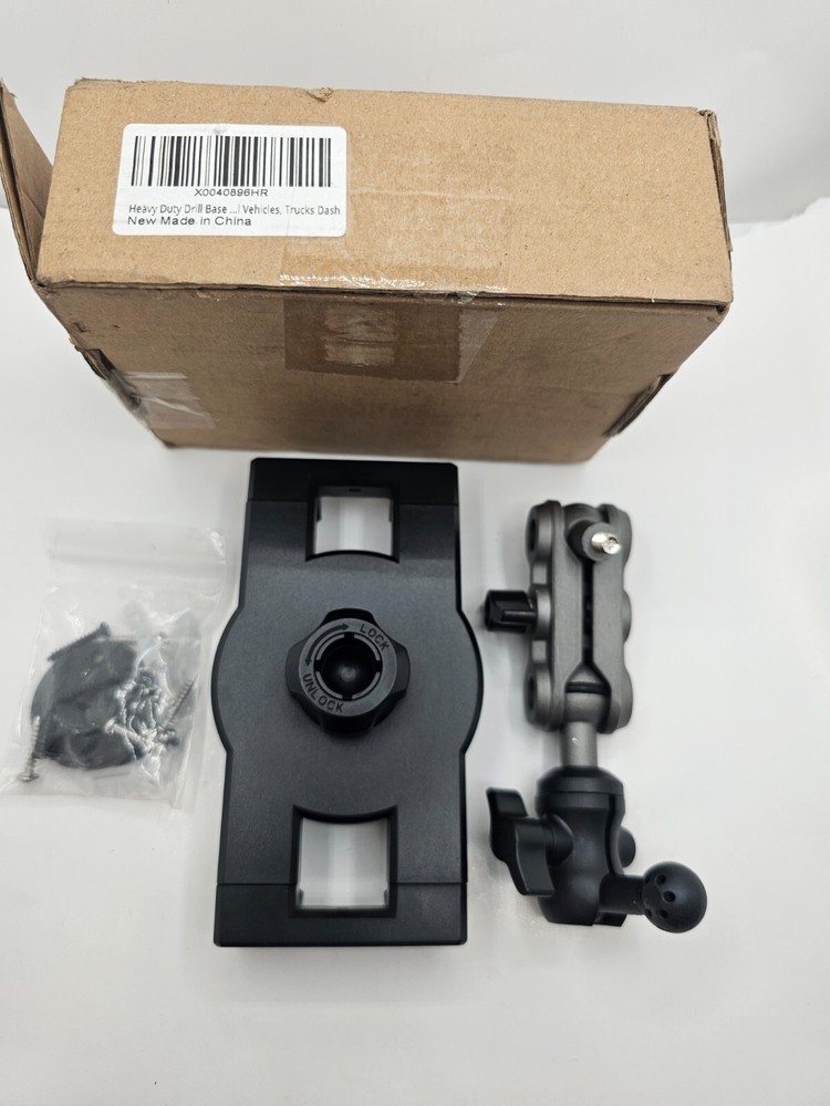 Heavy Duty Drill Base Tablet Holder Car Mount Dashboard, 360° Adjustable
