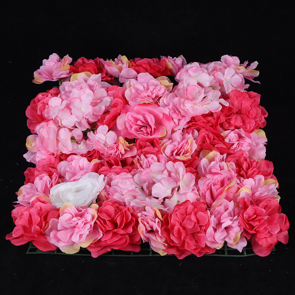 12Pcs Artificial Silk Flower Hydrangea Wall Panel Pink Rose Panels Floral Mat
