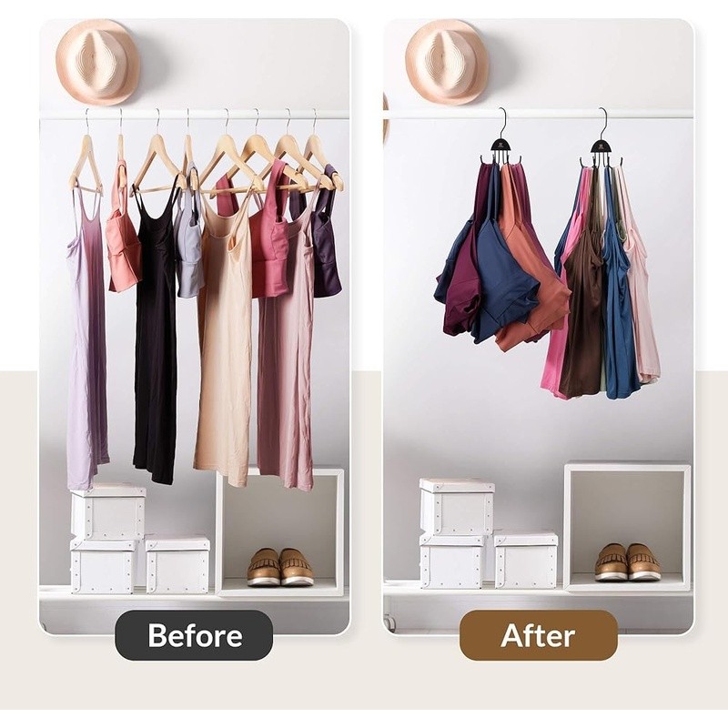 Tank Top Bra Hanger Set Space Saving 48 Capacity Rotating Hooks Storage Solution