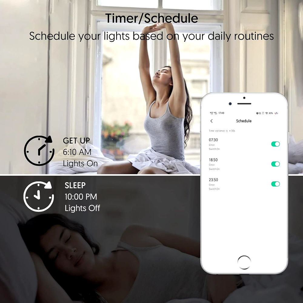 Smart WIFI In-Wall Switch For Alexa Google Home APP With Remote Control&Schedule