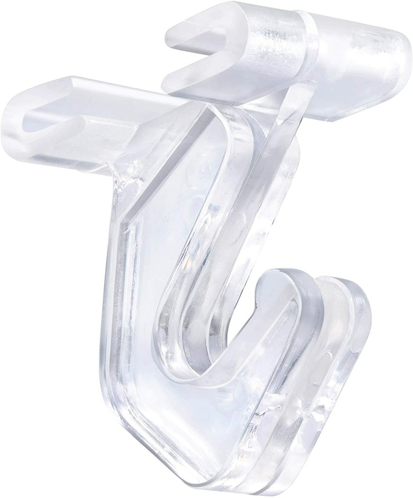 Pack of 100 - Crystal Clear Hinged Polycarbonate Ceiling Hooks for Drop-Ceiling