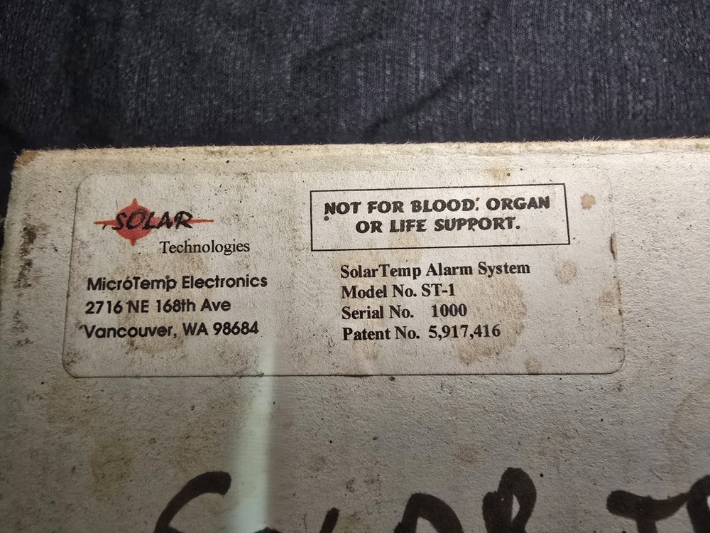 MICROTEMP ELECTRONICS ST-1 Solar Temp Alarm System (NOS)