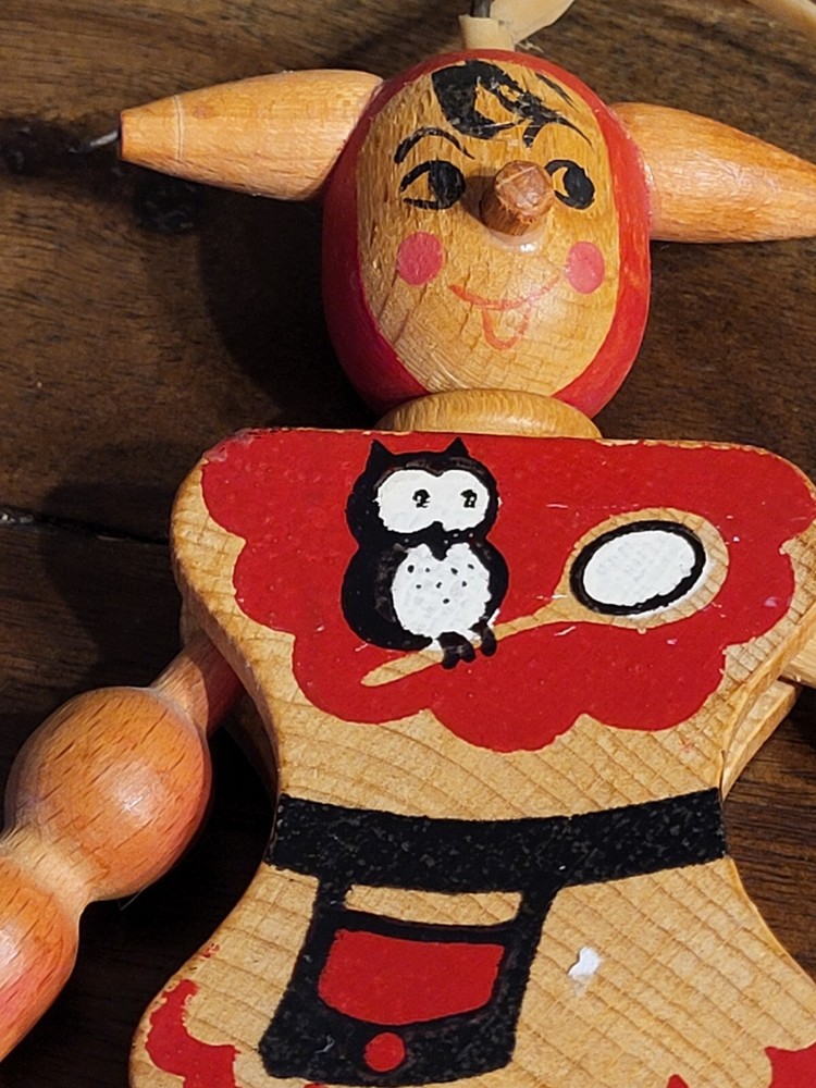 Puppet M. Gschnitzer Wooden Pull String Jester Clown Austria, Vintage