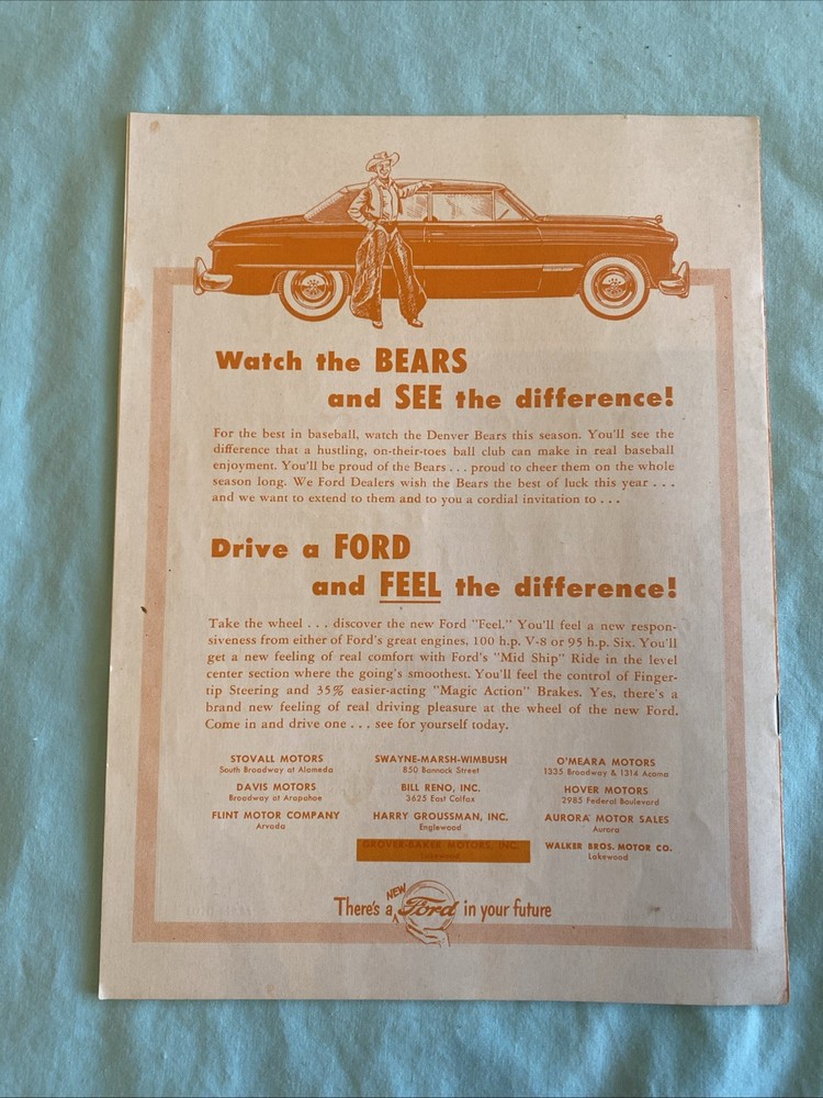 Denver Bears 1949 Program Scored