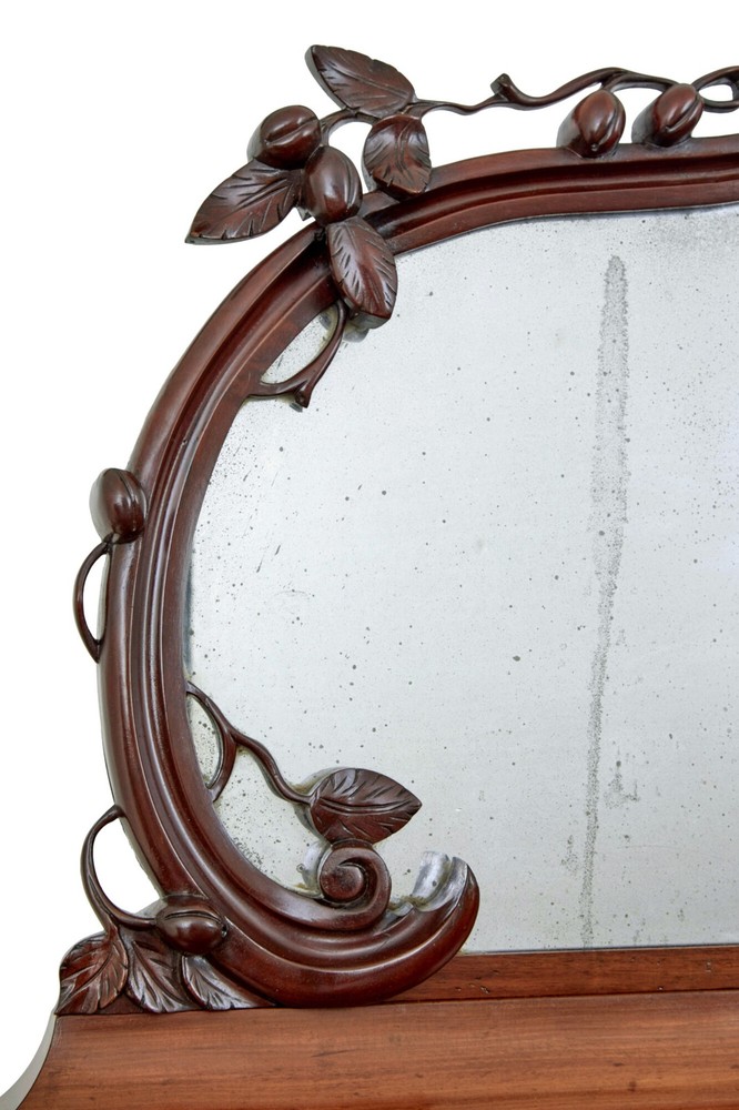 HIGH VICTORIAN SHAPED FLAME MAHOGANY MIRRORED SIDEBOARD