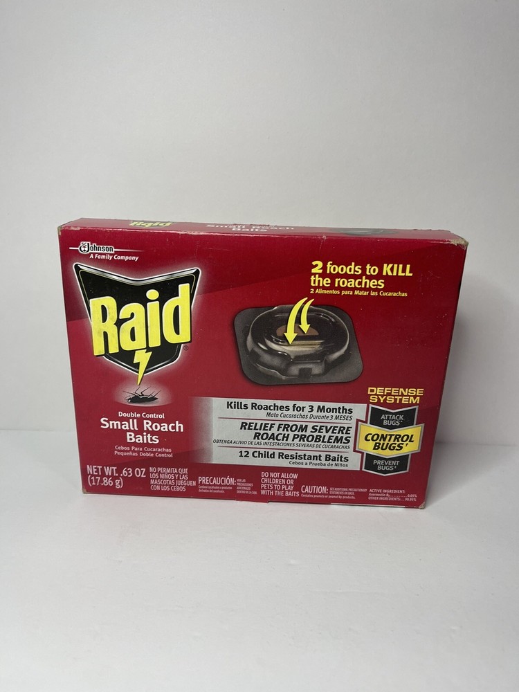 1 Raid DOUBLE CONTROL SMALL ROACH BAITS 12 ct Child Resistant Defense System