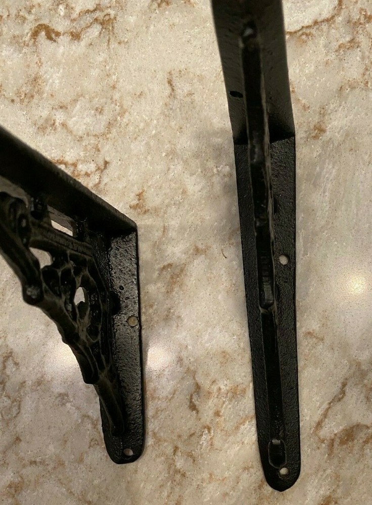 BLACK small cast iron wall shelf BRACKETS - pairs