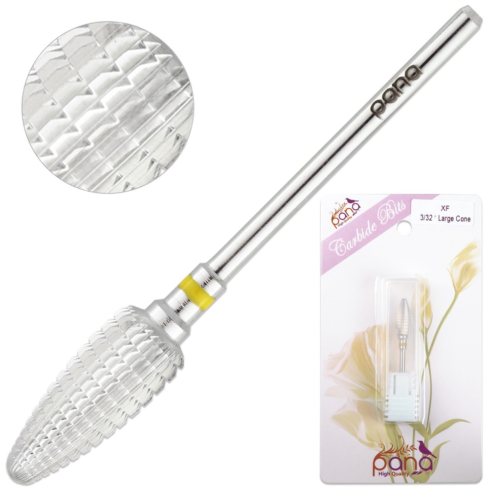 Professional Silver Large Cone Carbide Nail Drill Bit Extra Fine Grit