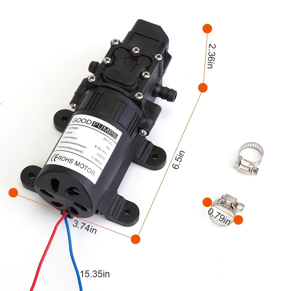 130PSI 12V Water Pump Self Priming Diaphragm High Pressure Automatic Switch