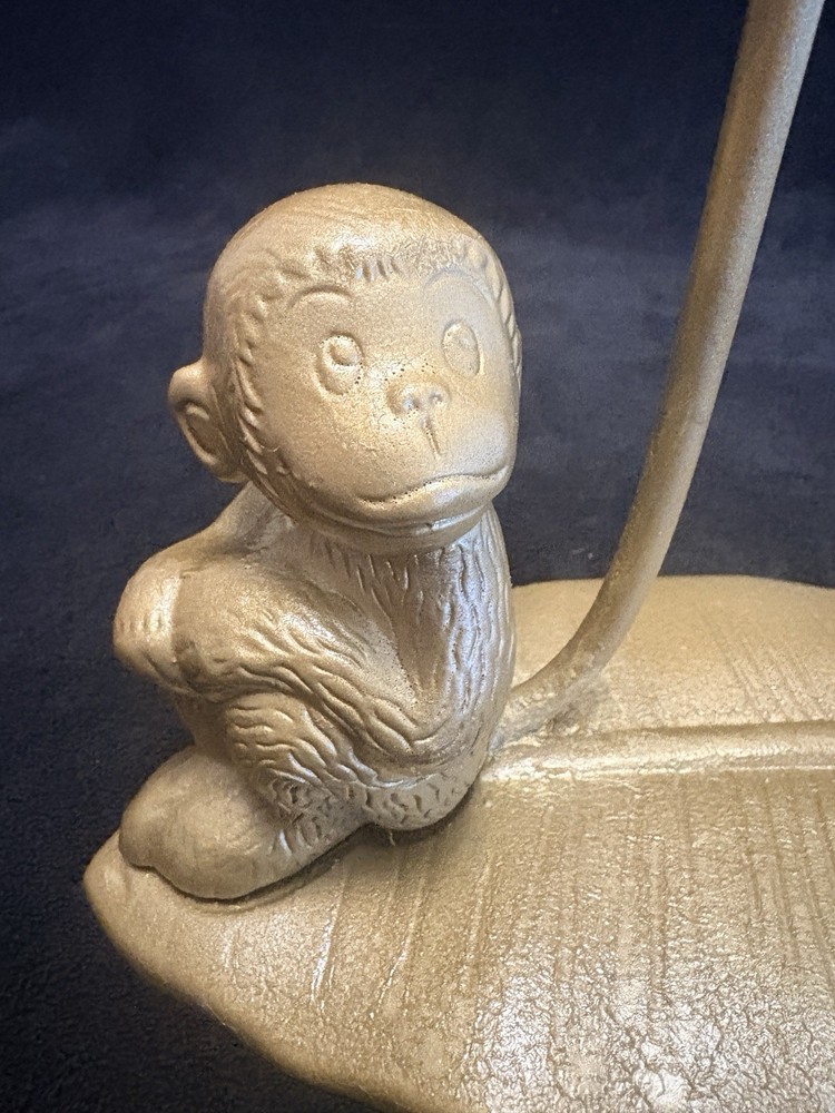 Cast Iron Monkey On Leaf Vintage Banana Holder