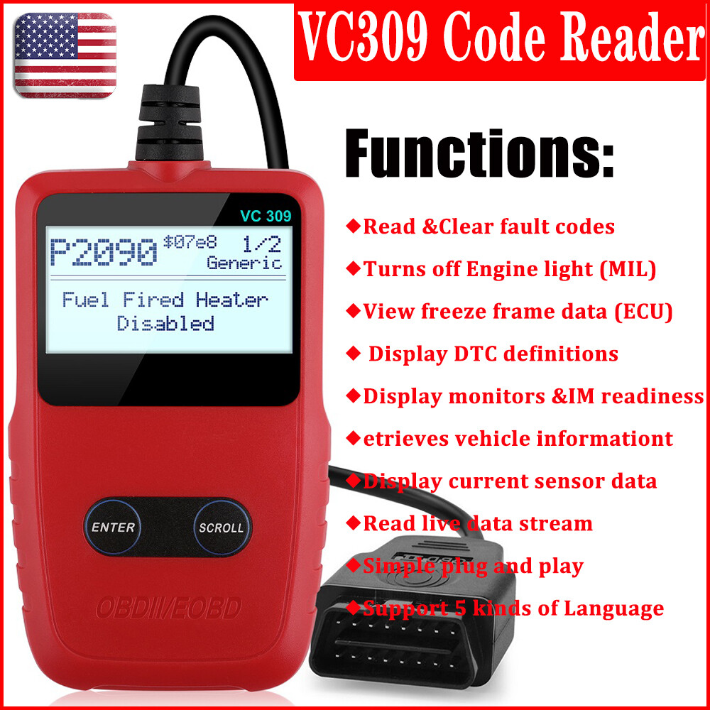 VC309 OBDII Scanner Automotive Engine Check Fault Code Reader Diagnostic Tool