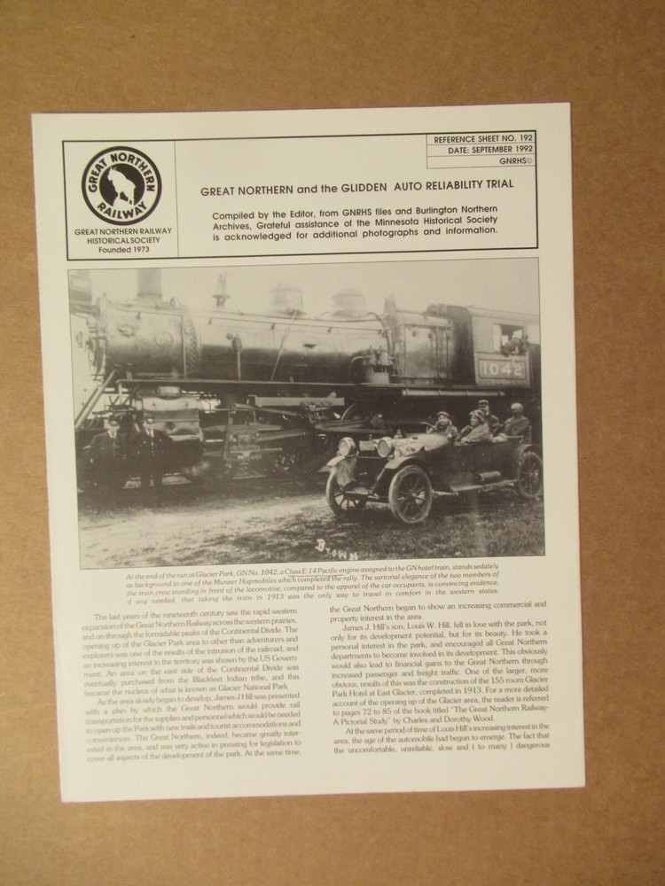 Great Northern Reference Sheet 192 Glidden Reliability Trial