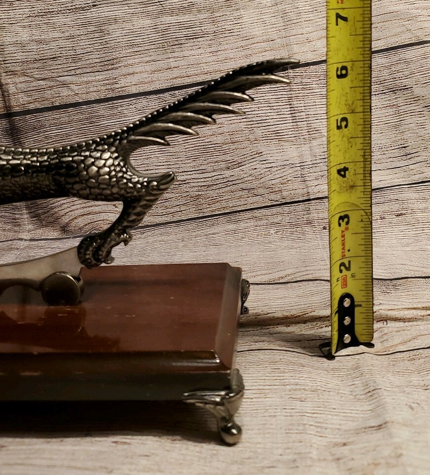 Large Bladed Dagger with a Dragon Handle and Footed Stand