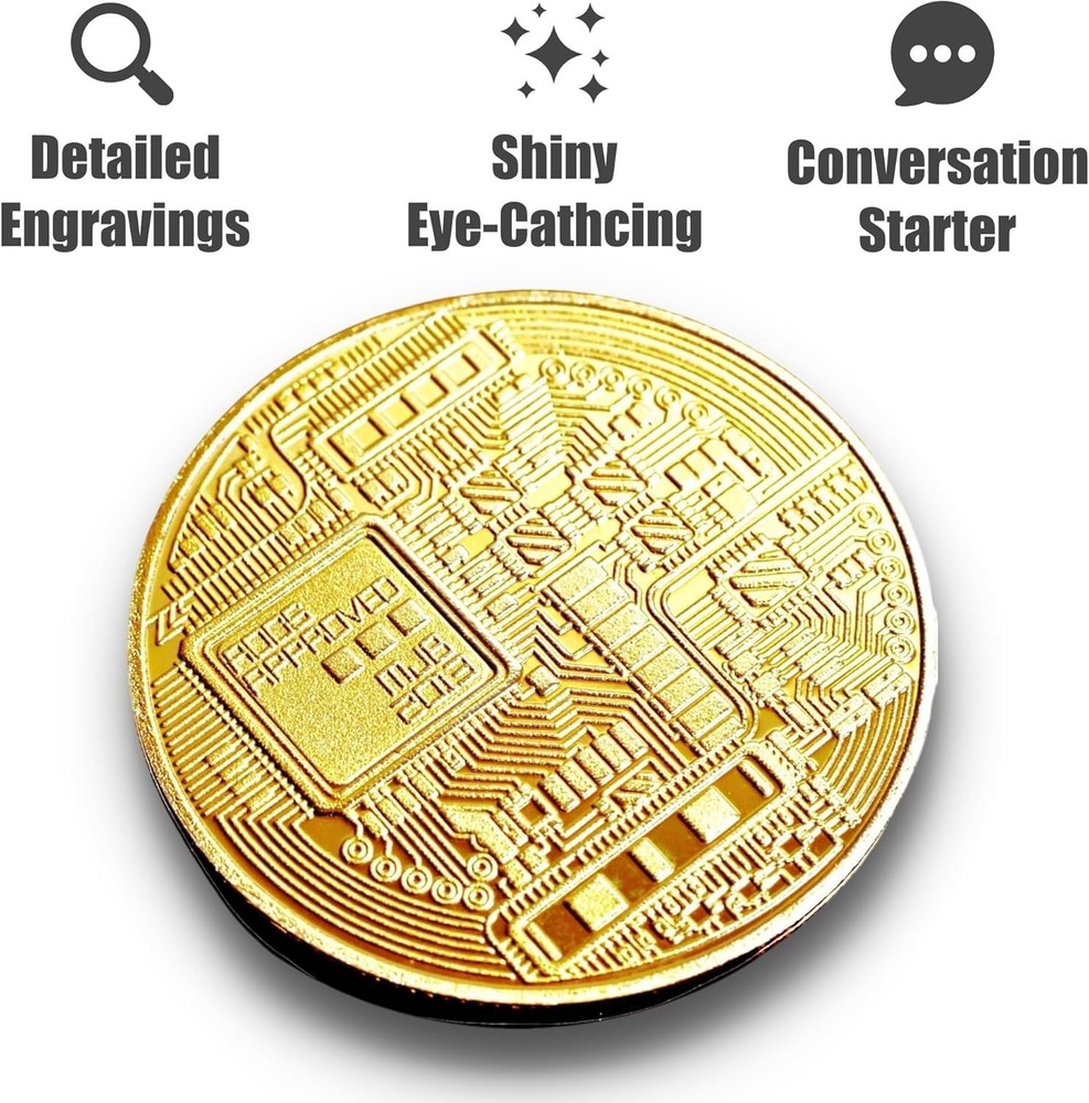Bitcoin Coin - Commemorative BTC Coins Plus Clear Protective Case, Physical B...