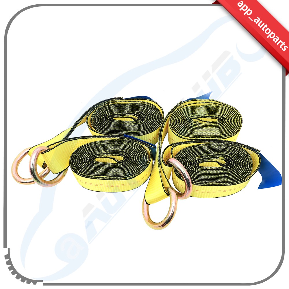 12' Lasso Straps Tire Wheel Tie Down Wrecker Car Hauler Tow Strap 4pcs yellow