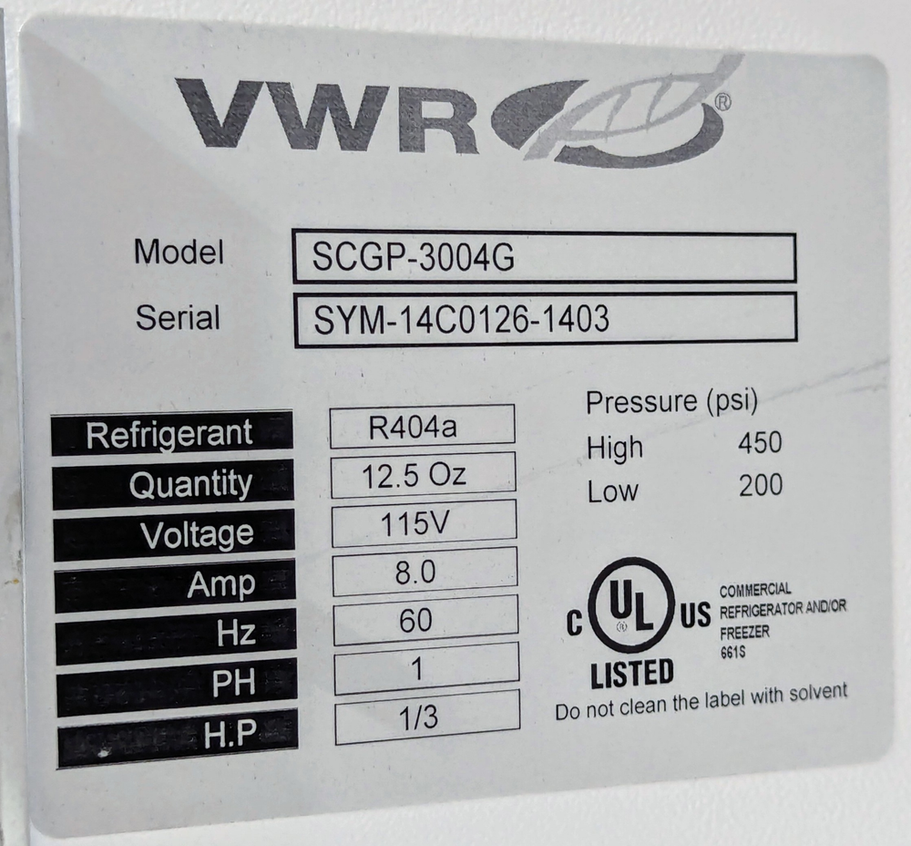 VWR SCGP-3004G Laboratory Refrigerator
