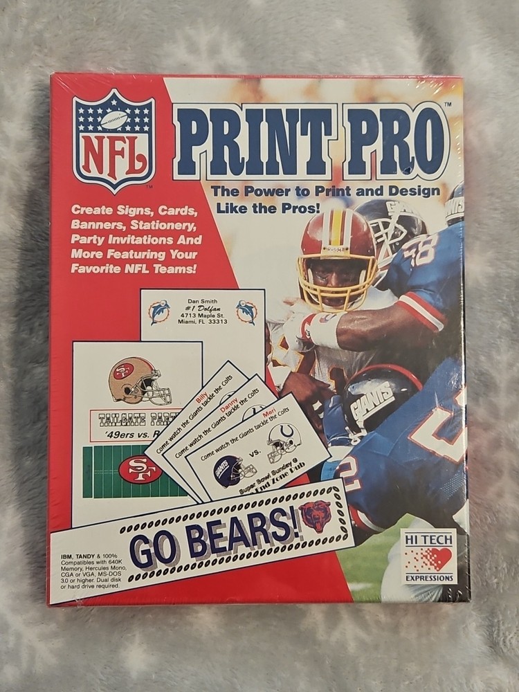 Vintage NFL Print Pro PC Software MS-DOS
