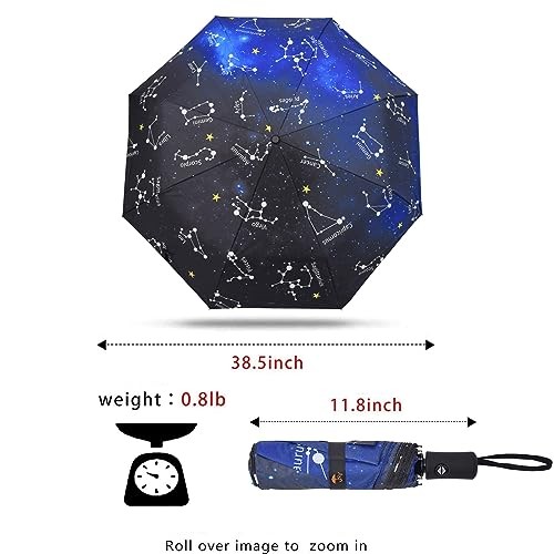 Travel Umbrella Windproof Automatic Umbrellas Small Compact blue constellation