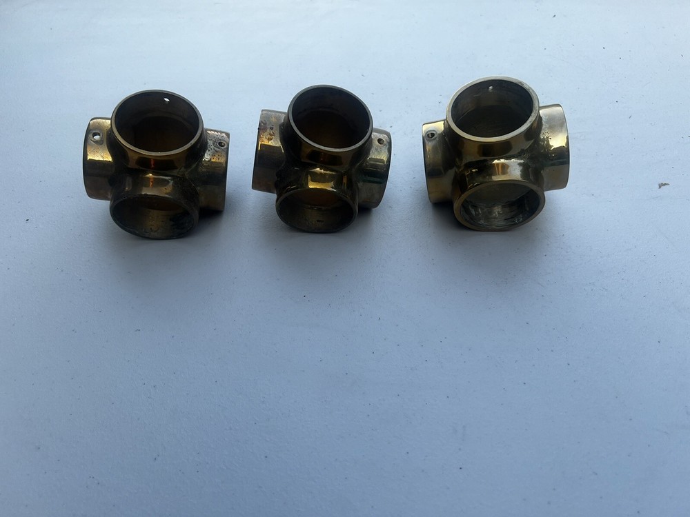 3 Brass Railing connector/ For 2" Bar. BALL ELBOW Tee Willing To Separate