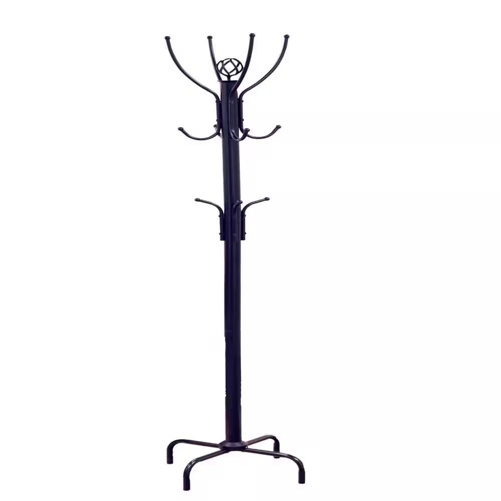Black 8-Hook Coat Rack
