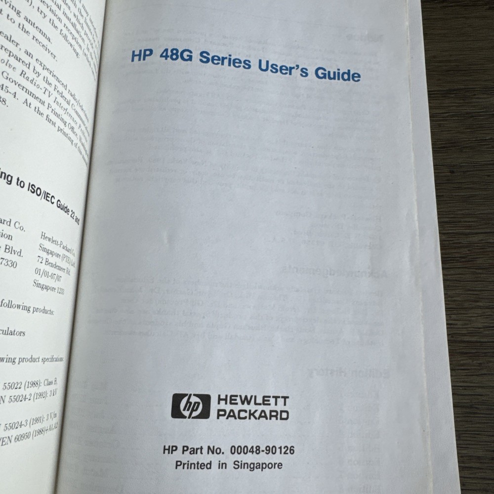 Hewlett Packard HP 48G Series Graphing Calculator User’s Guide