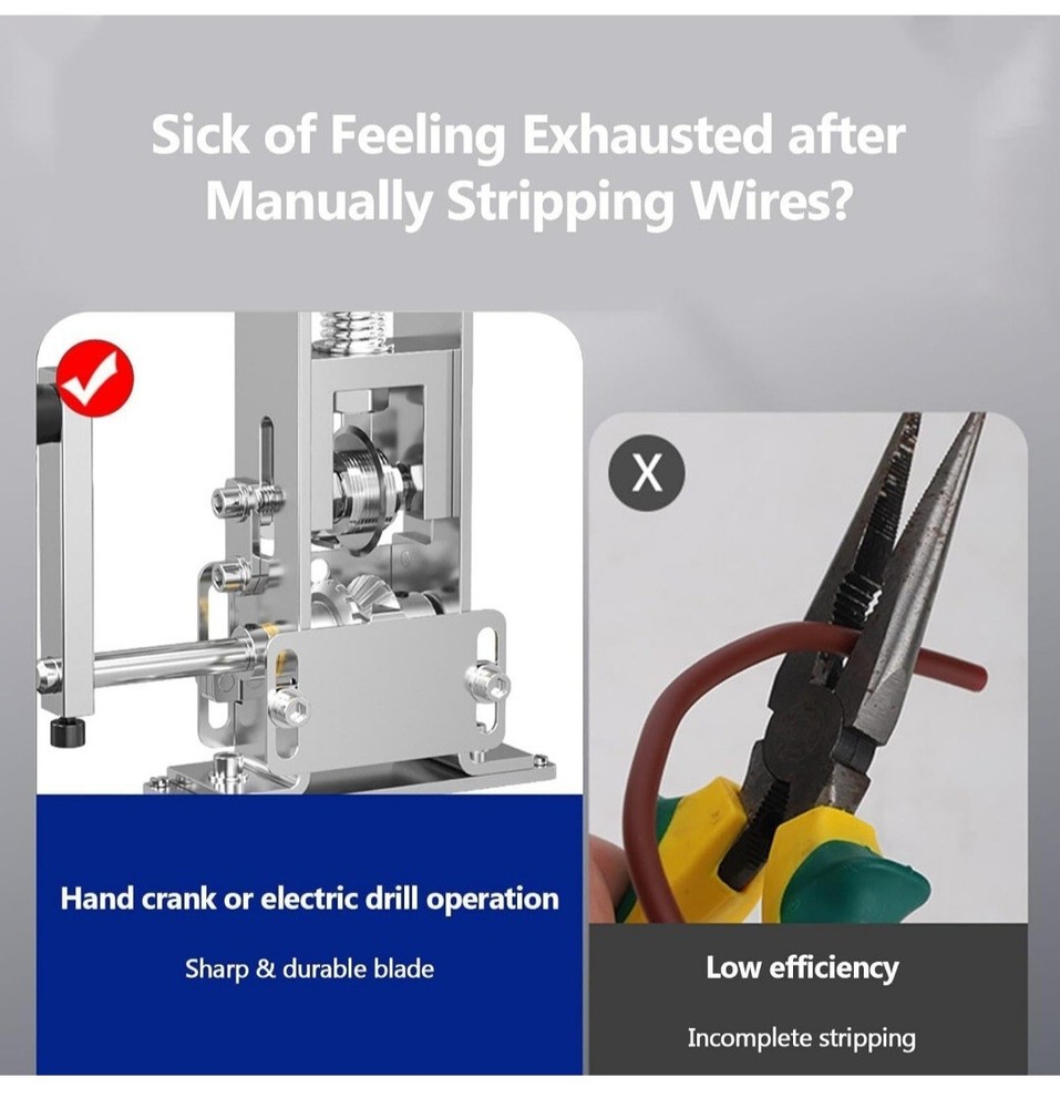 Manual Wire Stripping Machine Drill Powered Copper Wire Peeler Cable Stripper