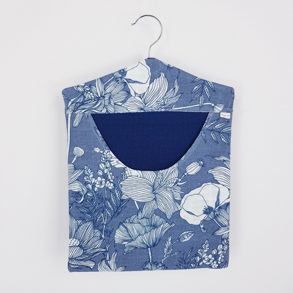 Peg Bag Handmade Blue Floral Front Patterned Lined Laundry Clothes Peg Holder