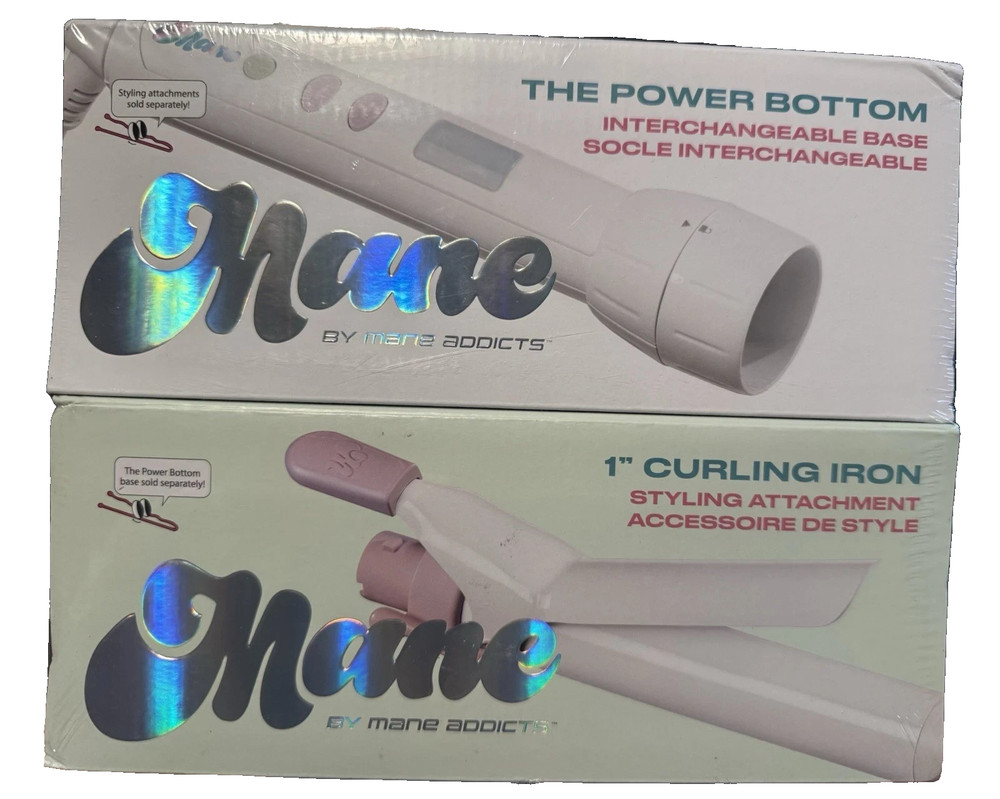 Mane 1” Curling Iron With Power Bottom Interchangeable Bottom NEW SEALED