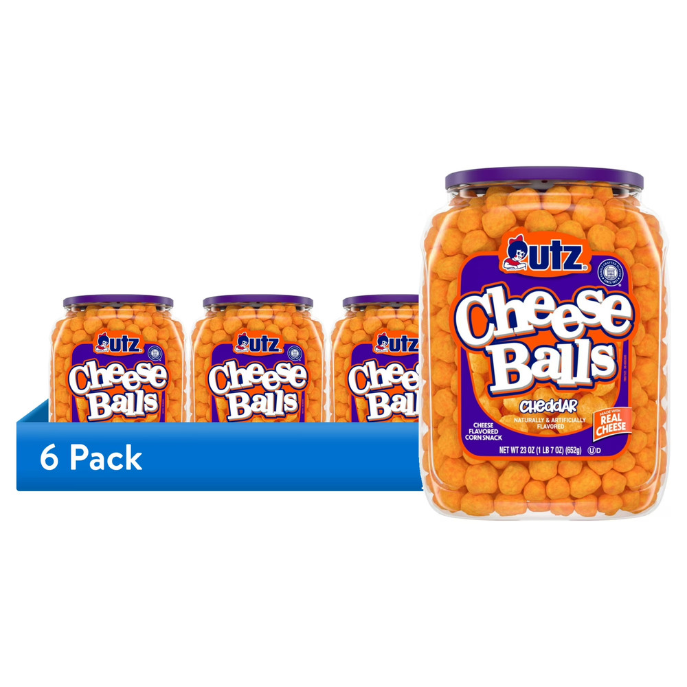 (6 pack) Utz Cheese Balls, 23 oz Barrel